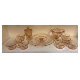 Pink Depression Glassware Set