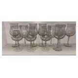 Eleven Clear Stemmed Glasses
