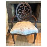 Wooden Chair with Floral Upholstery