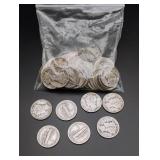 (50) Circulated Mercury Silver Dimes