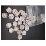 (50) Circulated Mercury Silver Dimes