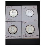 (4) Washington Silver Quarters