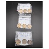 Mercury Dime P,D,S Coins from 1939, 1940, 1941
