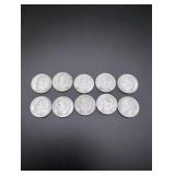 (10) 1958 Silver Roosevelt Dimes
