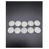 (10) 1958 Silver Roosevelt Dimes