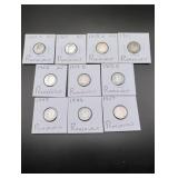 (10) Silver Roosevelt Dimes