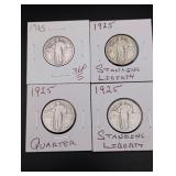 (4) 1925 Standing Liberty Silver Quarters