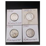 (4) Washington Silver Quarters