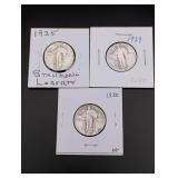 3 Standing Liberty Silver Quarters