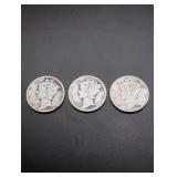 1925 - P,D,S Mercury Silver Dimes