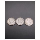 1927 - P,D,S Mercury Silver Dimes