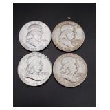 (4) 1958-D Franklin Half Dollars