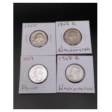 (4) Washington Silver Quarters