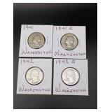 (4) Washington Silver Quarters