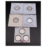 (7) Mercury Silver Dimes
