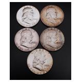 (5) 1958 Franklin Half Dollars