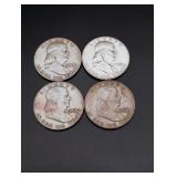 (4) 1958-D Franklin Half Dollars