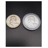 (2) 1958-D Franklin Half Dollars