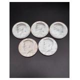 (5) 1964 Kennedy Half Dollars