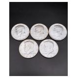 (5) 1964 Kennedy Half Dollars