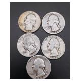 (5) Silver Washington Quarters