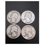 (4) Silver Washington Quarters