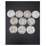 (10) Silver Washington Quarters