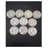 (10) Silver Washington Quarters