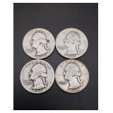 (4) Silver Washington Quarters
