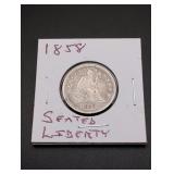 1858 Seated Liberty Silver Quarter