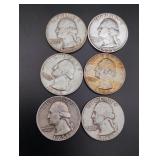 (6) Silver Washington Quarters