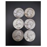 (6) Silver Washington Quarters