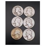 (6) Silver Washington Quarters