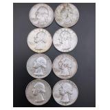 (8) Silver Washington Quarters