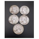 (5) Silver Washington Quarters
