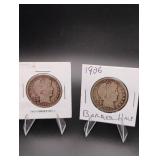 1900-O & 1906 Barber Silver Half Dollars