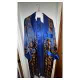 Blue and Gold Satin Dragon Robe XL