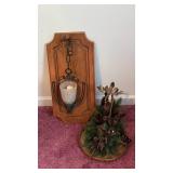Wall Sconce With Glass Shade & Pinecone Decor