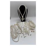 Costume Pearl Necklaces and Earrings Lot