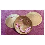 3 Embroidered Straw Conical Hats