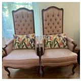Pair of Vintage French Provincial Style Tufted +++