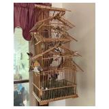 Multi-Tiered Chinese Pagoda Style Cage w/Birds