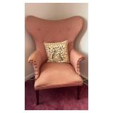 Broad-Backed Upholstered Armchair with Pillow