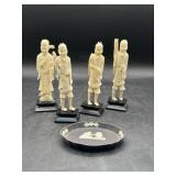 Set of 4 Vintage Chinese Carved Bone+++