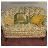 Upholstered Loveseat With Floral Pattern