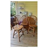 Wood Dining Table With Metal Shelf and other Items