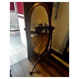 Solid Oak Cheval Standing Mirror