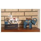 Cast Iron Trick Pony and Elephant Banks