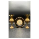 Chokin Plate with Pair of Brass Vases