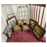 Framed Art, Frames, Lamp, and Racks